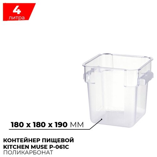 Контейнер пищевой для хранения продуктов Kitchen Muse P-061C / объем 4л / прозрачный