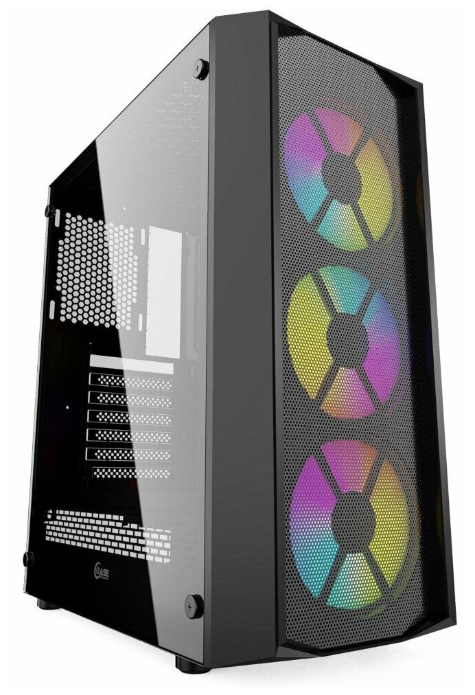 Powercase CMRMX-L3 Корпус Rhombus X3 Mesh LED Tempered Glass 3x 120mm 5-color fan чёрный ATX CMRMX-L3