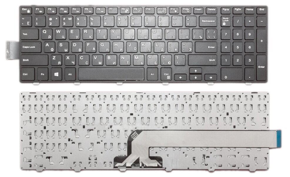 Клавиатура для ноутбука Dell Inspiron 15-5545 русская черная с черной рамкой 810₽