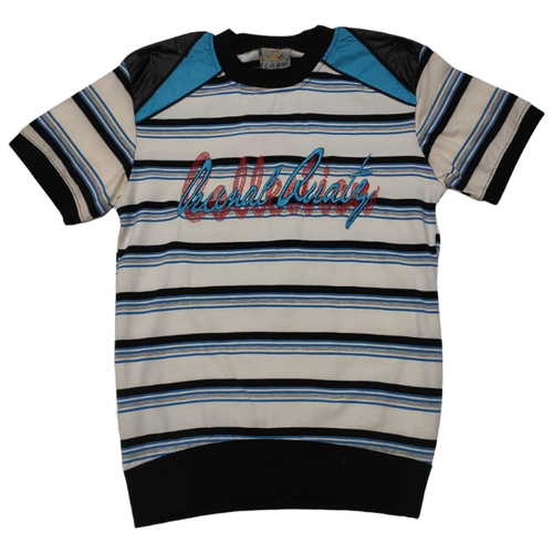 фото Футболка молочная/полоска для мальчика (размер:158) р.р.140-158 gold steel