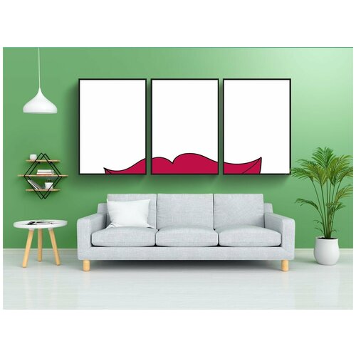 фото Набор модулных постеров для интерьера "губы, рот, улыбка" 60x90 см. в тубусе, без рамки lotsprints