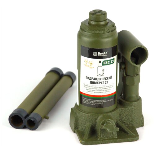 Домкрат бутылочный гидравлический для мототехники БелАК ЭКО БАК.70011 (2 т) темно-зеленый