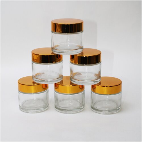 Набор косметической тары 0,060 прозрачная золото (6шт)