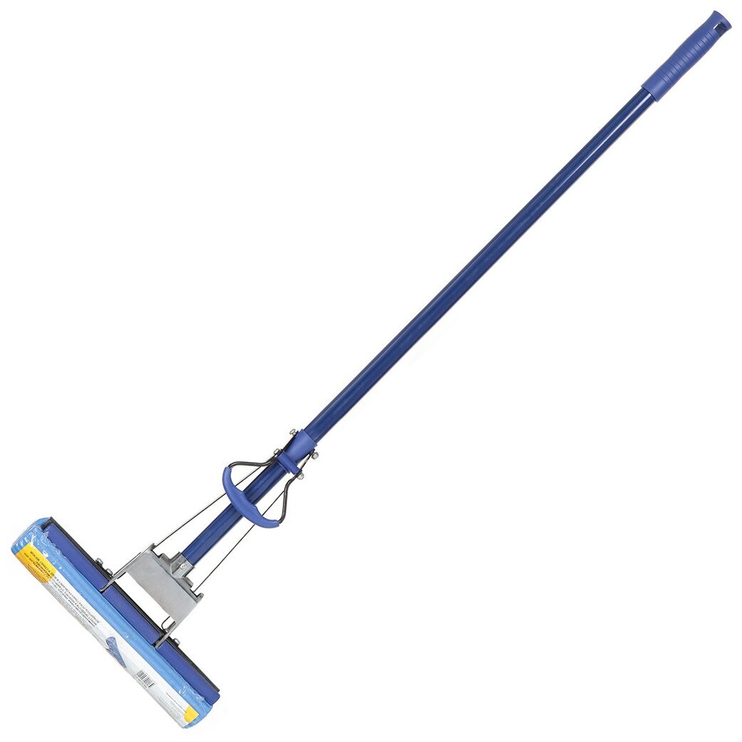 фото Швабра МОП губка, ПВА, 120х27 см, с отжимом, синяя, Марья-искусница, KD-8019B-blue