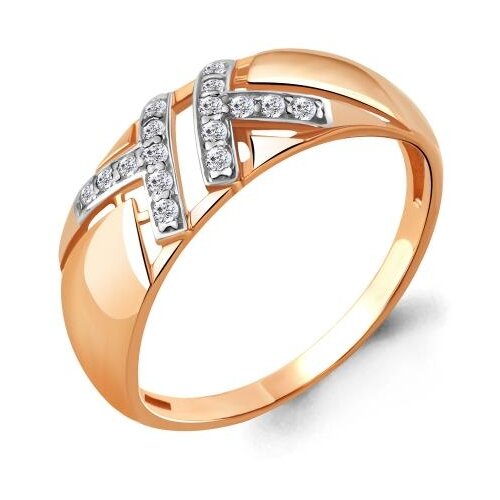 фото Кольцо из золочёного серебра aquamarine а68385а-пк с фианитом diamant-online