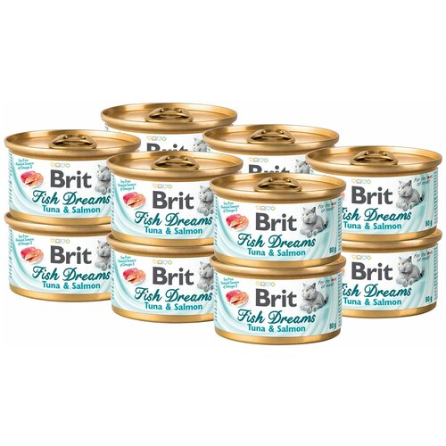 BRIT CARE FISH DREAMS для взрослых кошек с тунцом и лососем (80 гр х 12 шт)