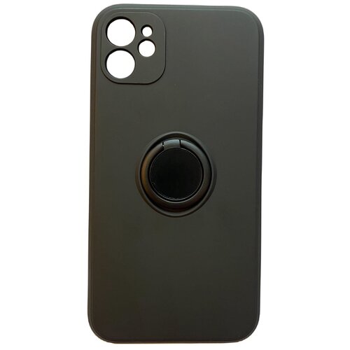 Чехол силиконовый для iPhone 12 (6.1), с держателем, черный