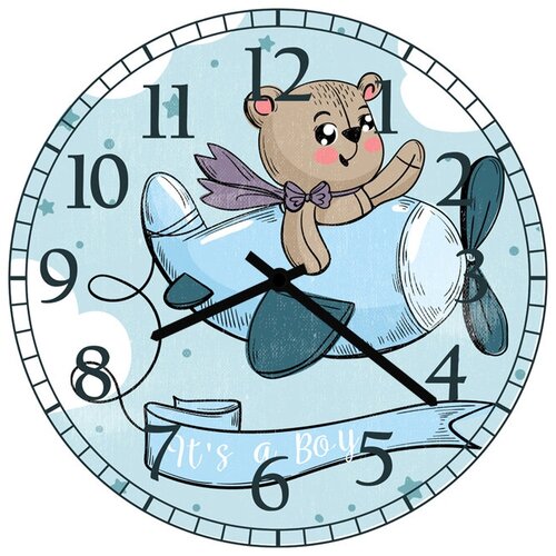 фото Svs настенные часы svs 3501208 kids мишка на самолете