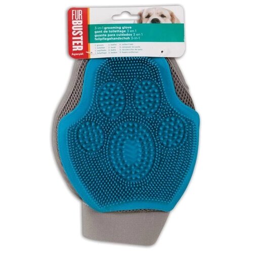 фото Щетка-варежка aspen pet 3-in-1 dog grooming glove, синий