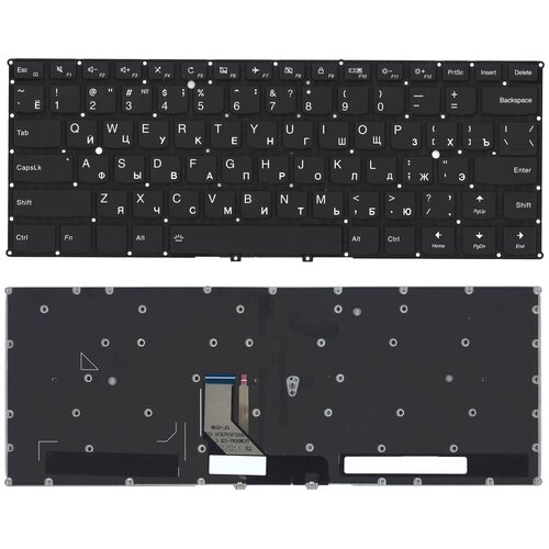 Клавиатура для ноутбука Lenovo Yoga 5 PRO черная без рамки с подсветкой клавиатура для ноутбука lenovo ideapad yoga 5 pro 910 910 13isk 910 13ikb черная с подсветкой