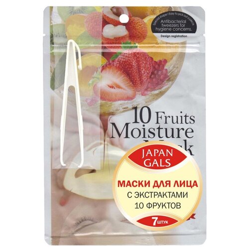 фото Маска japan gals, pure5 essential, с экстрактом 10 фруктов, 7 шт