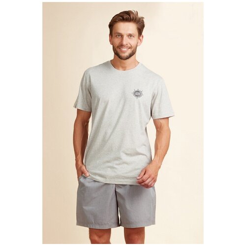 KEY mns 717 a22 пижама мужская с шортами XL серый