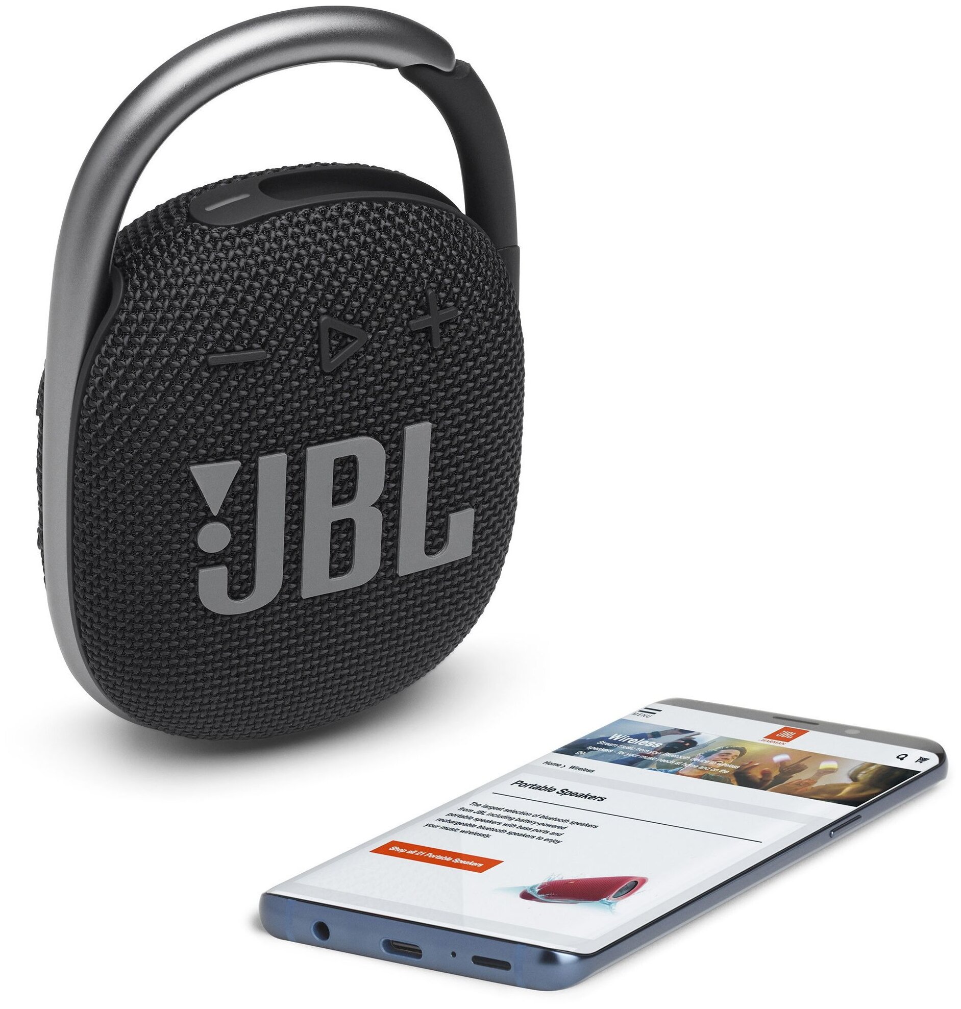 Портативная колонка JBL Clip 4, 5Вт, серый [jblclip4gry] - фото №2