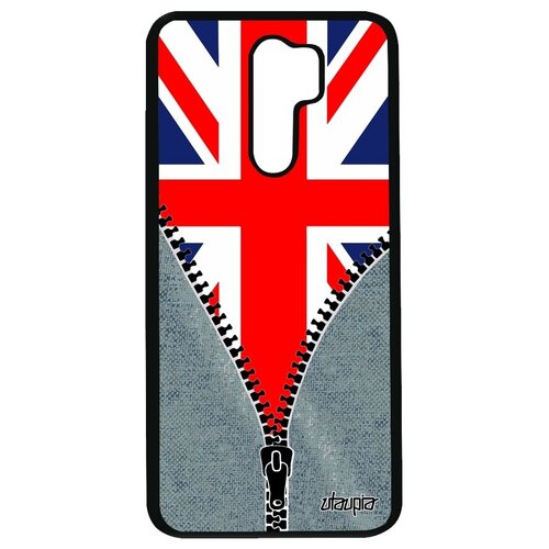 фото Защитный чехол для смартфона // xiaomi redmi 9 // "флаг английский на молнии" дизайн туризм, utaupia, серый