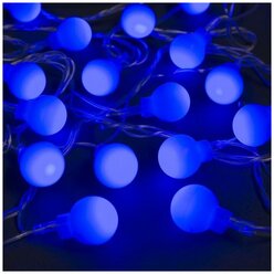 Luazon Lighting Гирлянда "Нить" 5 м с насадками "Шарики синие", IP20, прозрачная нить, 30 LED, свечение синее, 8 режимов, 220 В