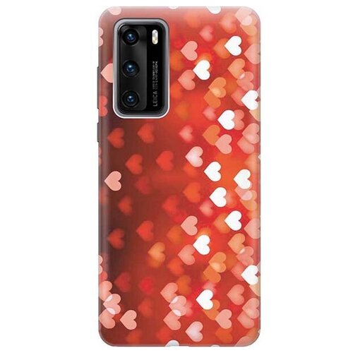 фото Ультратонкий силиконовый чехол-накладка для huawei p40 с принтом "бокэ из красных сердечек" gosso