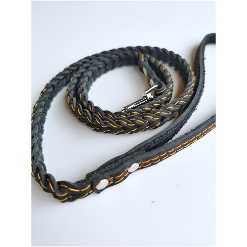 Поводок для собак кожаный плетеный (косичка) 1,22 м (ширина - 26 мм)