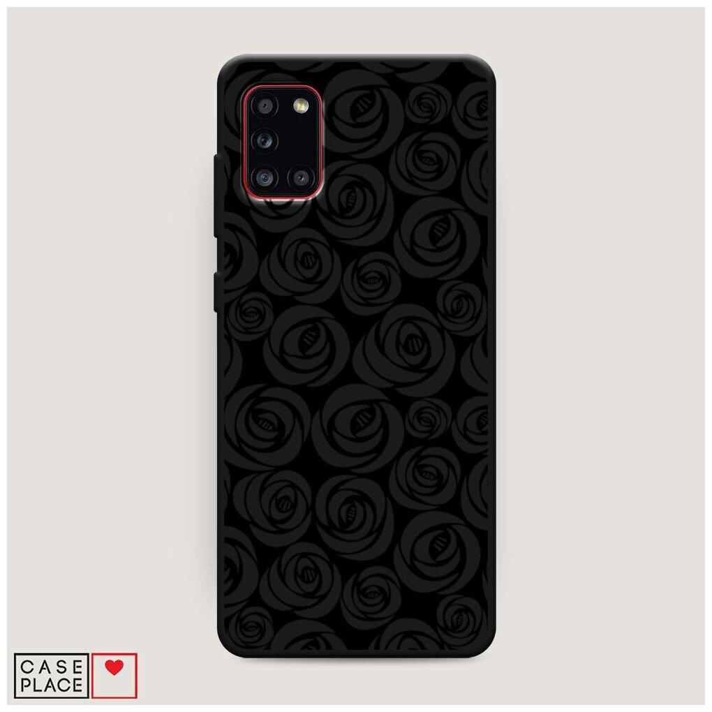 Матовый силиконовый чехол "Розы графика черная" на Samsung Galaxy A31 / Самсунг Галакси А31
