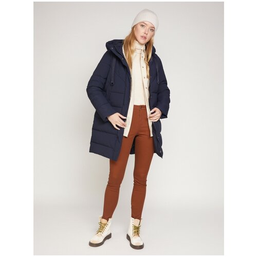 фото Тёплое пальто с капюшоном, цвет синий, размер xs zolla