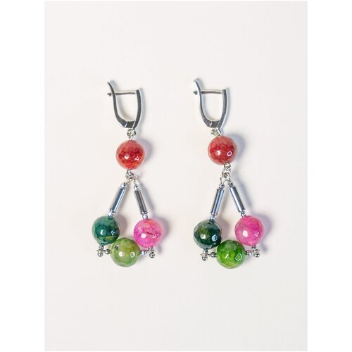 Серьги SAUTOIR длинные натуральный Агат / Серёжки из камней / Агат разноцветный