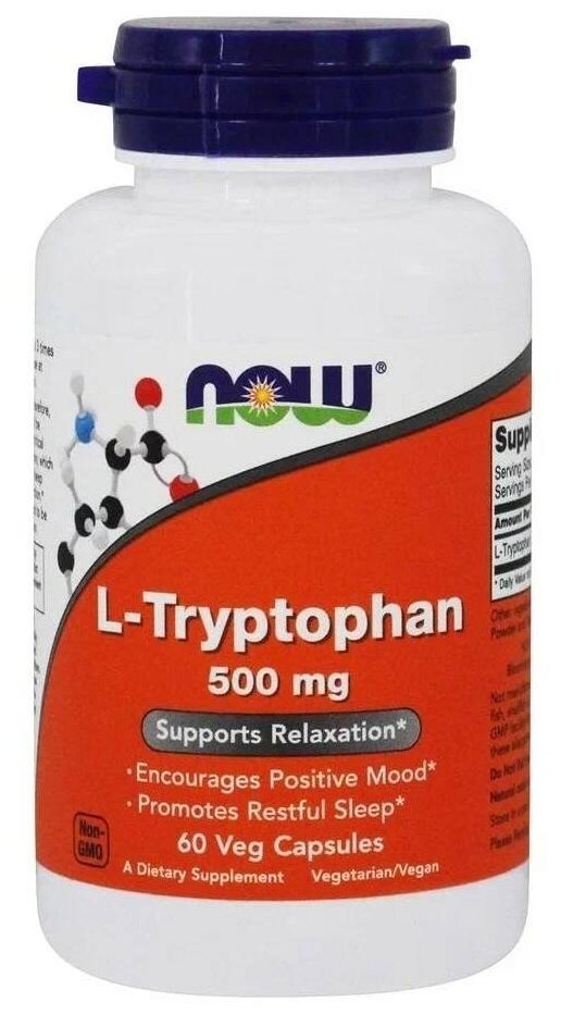 Капсулы NOW L-Tryptophan, 100 г, 500 мг, 60 шт.