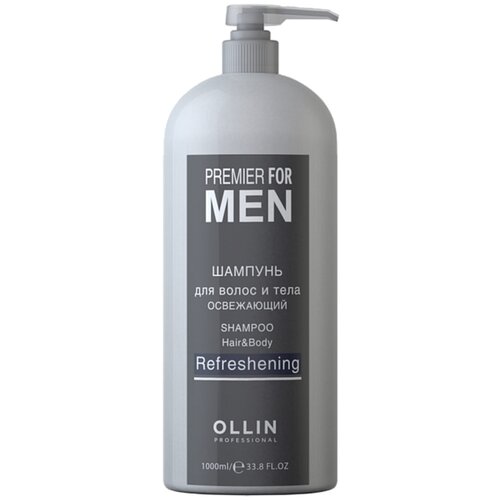 OLLIN Professional шампунь Premier for men освежающий, 1000 мл шампунь для волос и тела освежающий ollin professional premier for men 1000 мл