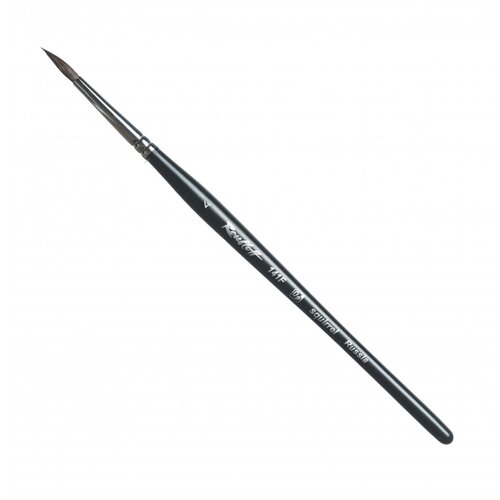 Roubloff Кисть белка круглая, короткая черная, матовая, фигурная ручка 141F №4 для акварели