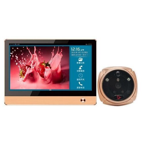 Беспроводной WiFi видеоглазок с датчиком движения, звонком и аккумулятором Rollup iHome4 Gold