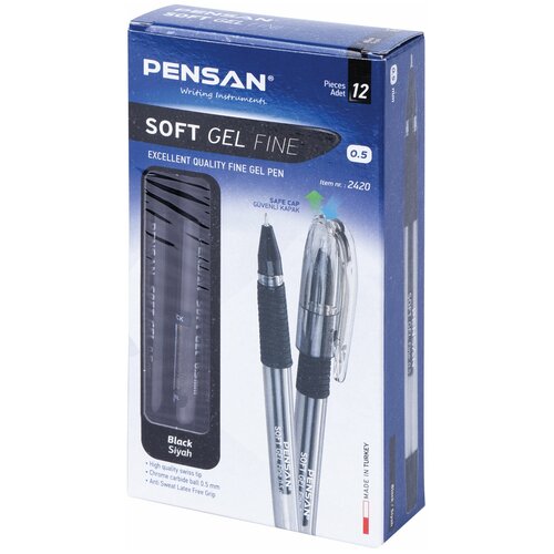 Pensan Ручка гелевая Soft Gel Fine, 0.5 мм, 12 шт.