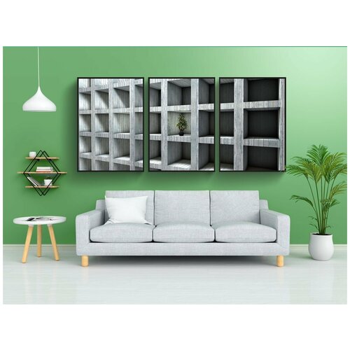 фото Модульный постер "сетка, изоляция, завод" 180x90 см. из 3х частей в тубусе, без рамки lotsprints