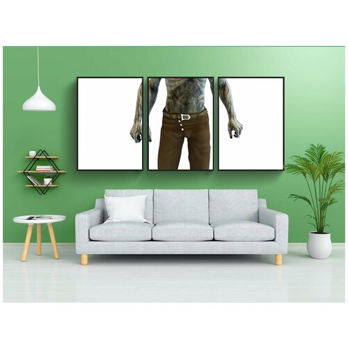 фото Набор модулных постеров для интерьера "живой мертвец, мужчина, ужастик" 60x90 см. в тубусе, без рамки lotsprints