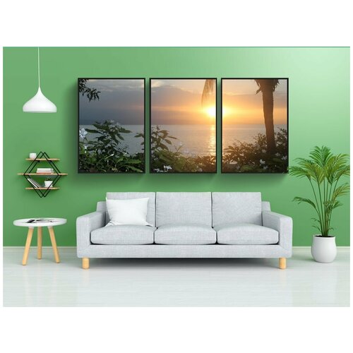 фото Набор модулных постеров для интерьера "добрый вечер, заход солнца, рай" 60x90 см. в тубусе, без рамки lotsprints