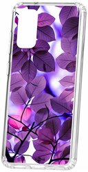 Чехол на Samsung Galaxy S20 Kruche Print Purple leaves / Чехол для Samsung / чехол с рисунком /