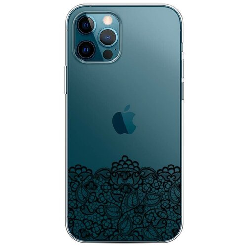 фото Силиконовый чехол "черный кружевной узор 2" на apple iphone 12 pro / айфон 12 про case place