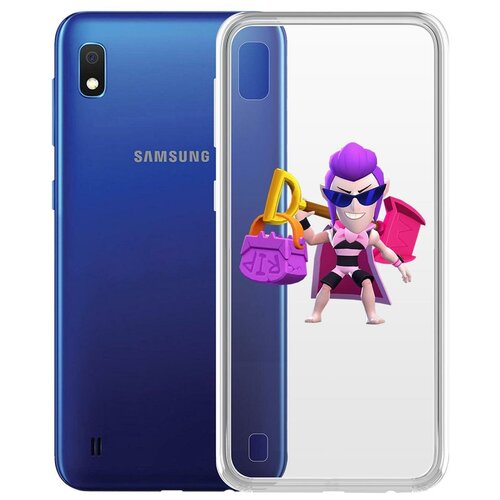 чехол накладка clear case brawl stars лунный спраут для samsung galaxy a10 a105 Чехол-накладка Clear Case Brawl Stars-Пляжный Мортис для Samsung Galaxy A10 (A105)