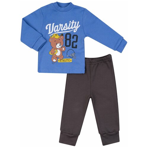 фото Комплект для мальчика км-1413-м, утенок, джемпер плечо на клепках и брюки, размер 52(рост 80) синий_атлетик