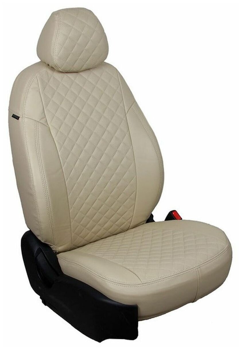 Чехлы на сиденья из экокожи ромб "АВТОПИЛОТ" для Toyota Prius III с 09-15г. Цвет: Бежевый, Бежевый. ta-pr-p09-bebe-r