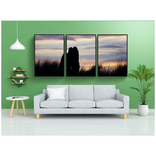 фото Набор модулных постеров для интерьера "вечерняя атмосфера, заход солнца, романтика" 60x90 см. в тубусе, без рамки lotsprints