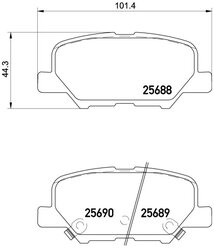 Дисковые тормозные колодки задние NISSHINBO NP-5038 для Mitsubishi, Citroen, Peugeot, Mazda (4 шт.)