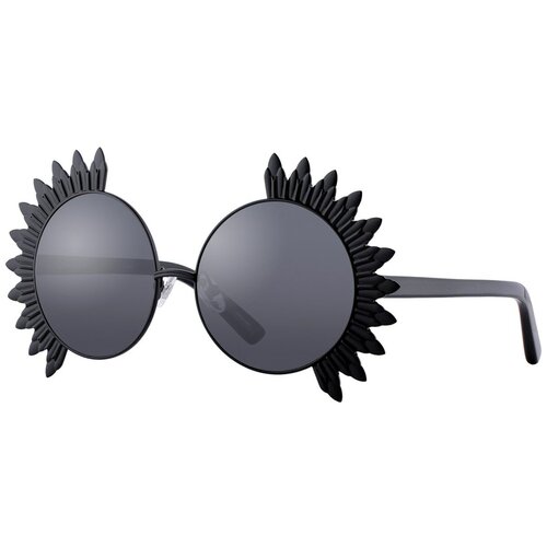 Солнцезащитные очки Khaleda Rajab + Fahad Almarzouq, круглые, оправа: металл, с защитой от УФ, устойчивые к появлению царапин, для женщин, черный