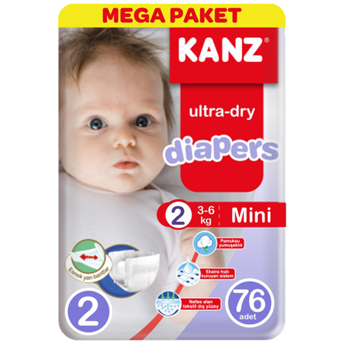 Подгузники детские, размер 2, 3-6 кг, 76 шт Для детей мальчиков и девочек, Памперсы для новорожденных