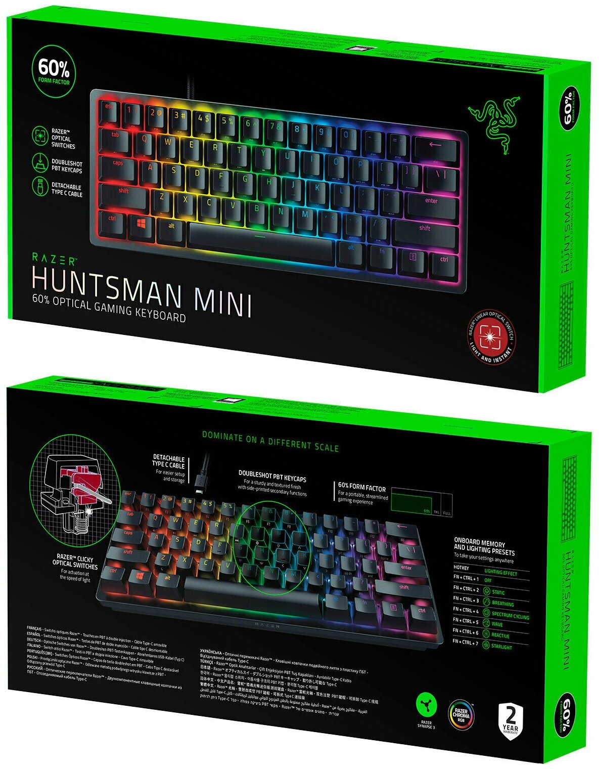Игровая клавиатура Razer Huntsman Mini Black русские буквы оптические переключатели Red Switch RZ03-03390200-R3M1