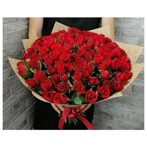 Букет свежих живых цветов 101 красная роза от Bestflo купить с доставкой