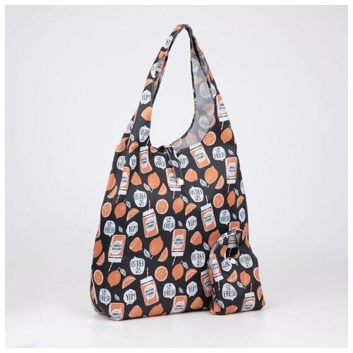 фото Ооо ск сумка складная на кнопке, цвет чёрный/оранжевый