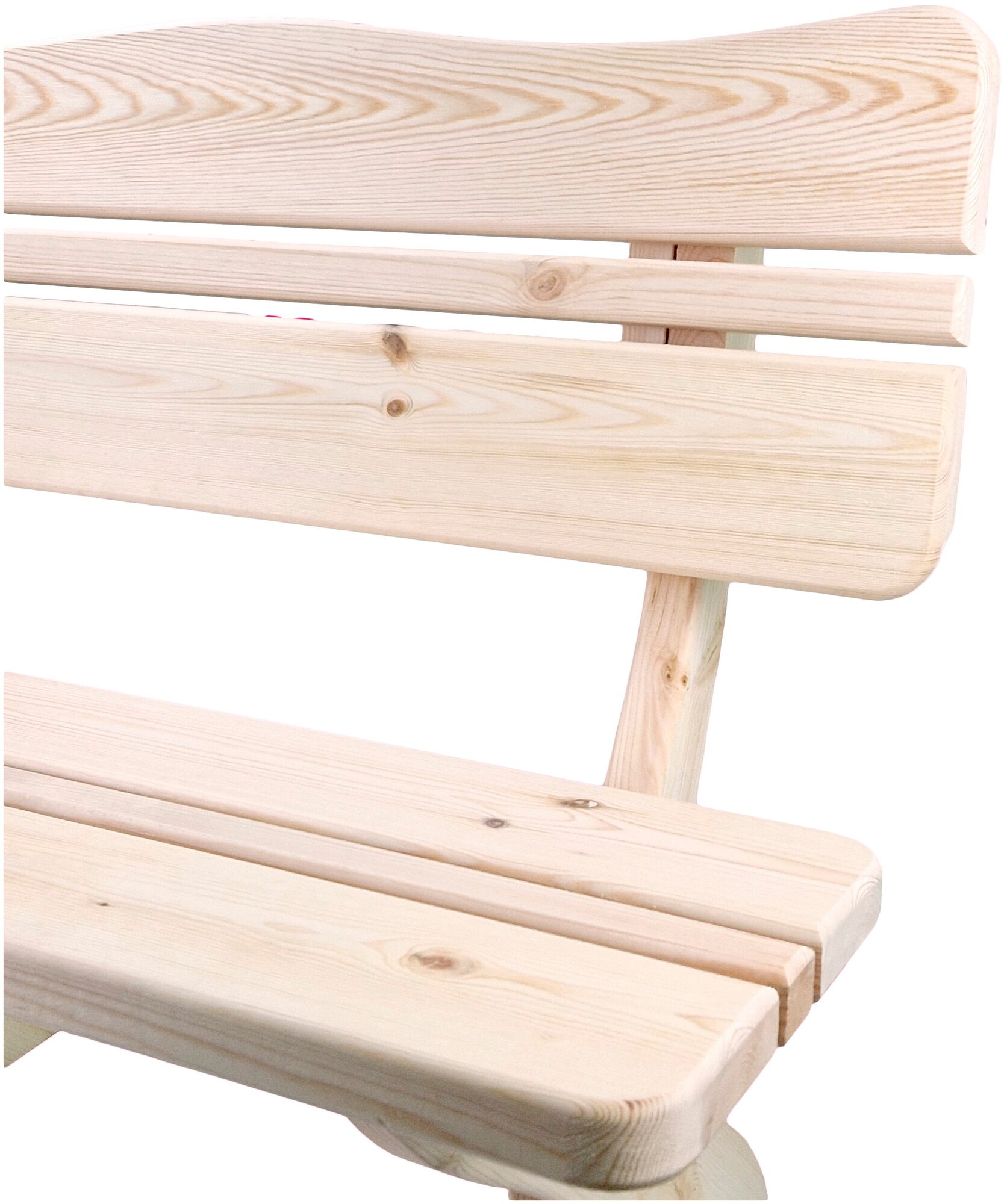 Скамейка со спинкой деревянная 1,2 метра из массива Вологодской сосны. Для сада / дома / бани /сауны