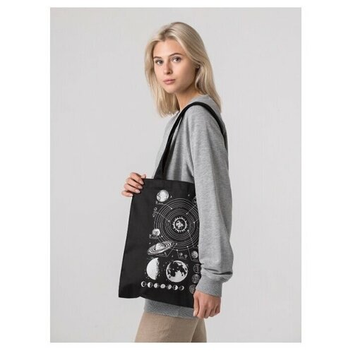 фото Сумка шоппер "солнечная система" yarkoyarko/холщовая сумка/тряпичная сумка/женская сумка/черный шоппер