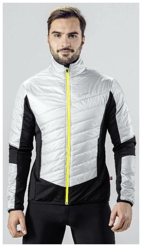 Куртка Loffler M Hybridjacket PL60, силуэт прилегающий, светоотражающие элементы, карманы, без капюшона, ветрозащитная, размер 48, серый