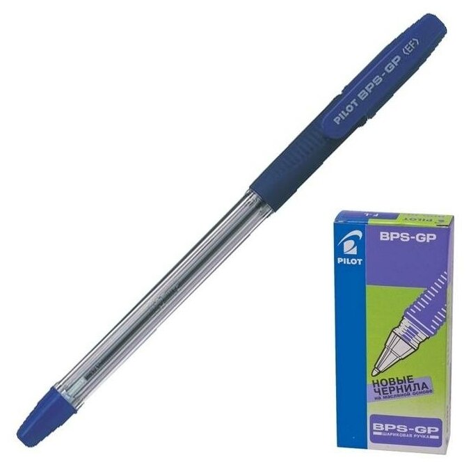 Ручка шариковая Pilot BPS-GP, резиновый упор, 0.7мм, масляная основа, стержень синий, BPS-GP-F