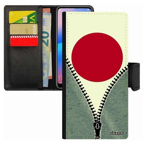 фото Чехол-книжка на мобильный xiaomi redmi 6a, "флаг японии на молнии" страна государственный utaupia