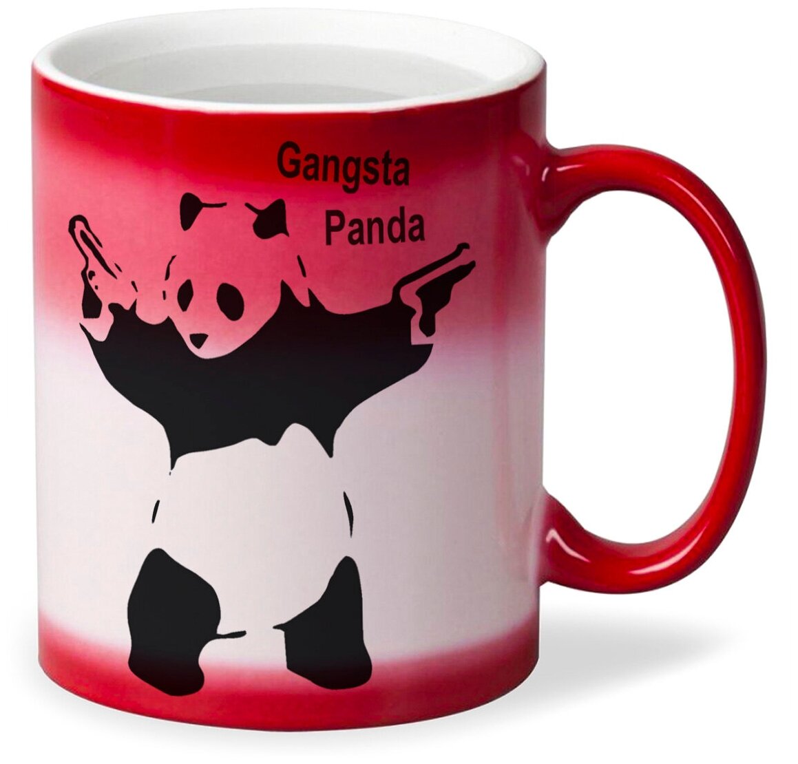 Кружка хамелеон красный CoolPodarok Gangsta Panda (панда)